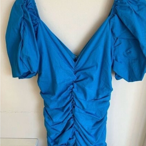 Hyfve Blue ballon sleeve mini bodycon dress. Size Medium. NWT. - Picture 11 of 12